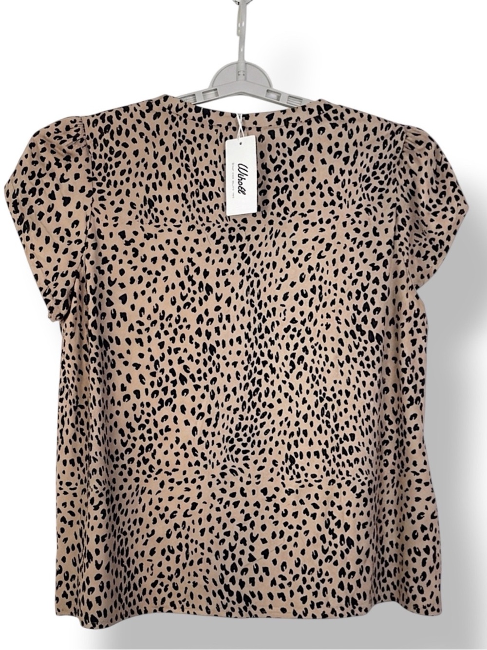 Wiholl Dressy Casual Animal Leopard Print Top V Neck Petal Flutter Sleeve XL - Picture 5 of 16